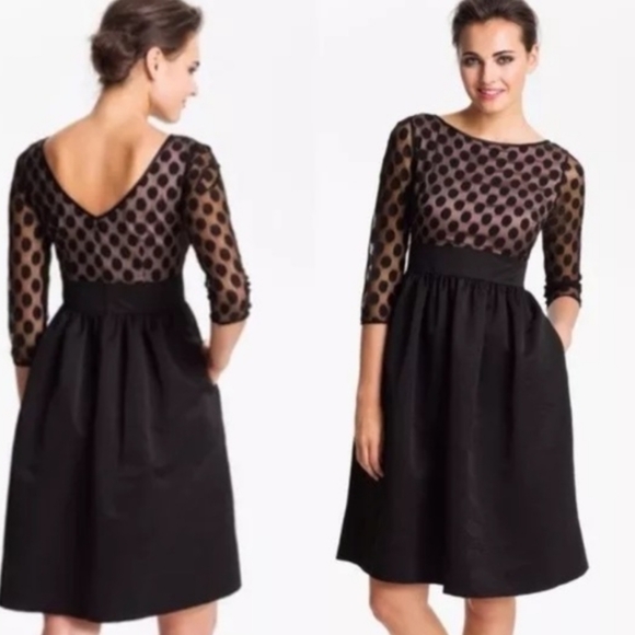 Eliza J Dresses & Skirts - Eiza J Dot Mesh Fit and Flare Dress with pockets